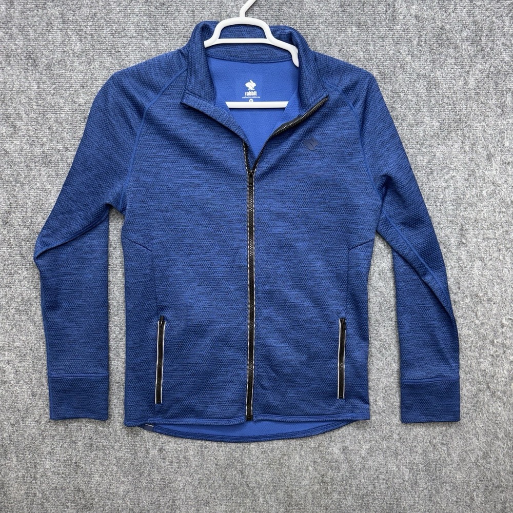 Rabbit Running Jacket full zip California men's size Medium Blue polyester